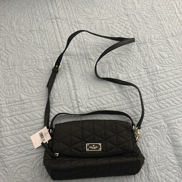 NWT Kate Spade purse. Black quilted with two compartments. - Picture 6 of 12